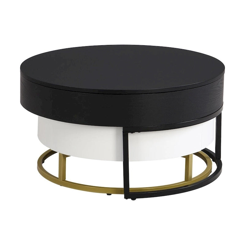 Tavolini da caffè Merax Modern Round Lift-top impilabili con 2 cassetti