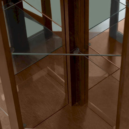 Mobiletto angolare con luci e ripiano regolabile in vetro temperato