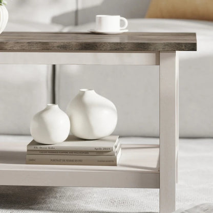 Tavolino da caffè in stile fattoria tradizionale in legno massello