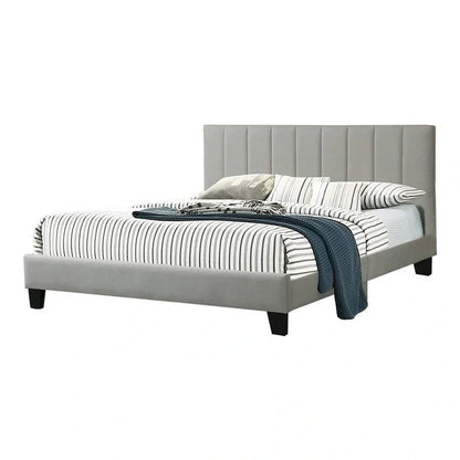 Letto Eve Platform California King, rivestimento trapuntato Deep Channel grigio chiaro