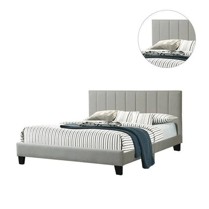 Letto Eve Platform California King, rivestimento trapuntato Deep Channel grigio chiaro
