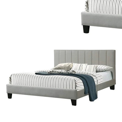 Letto Eve Platform California King, rivestimento trapuntato Deep Channel grigio chiaro