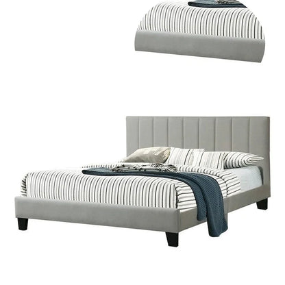 Letto Eve Platform California King, rivestimento trapuntato Deep Channel grigio chiaro