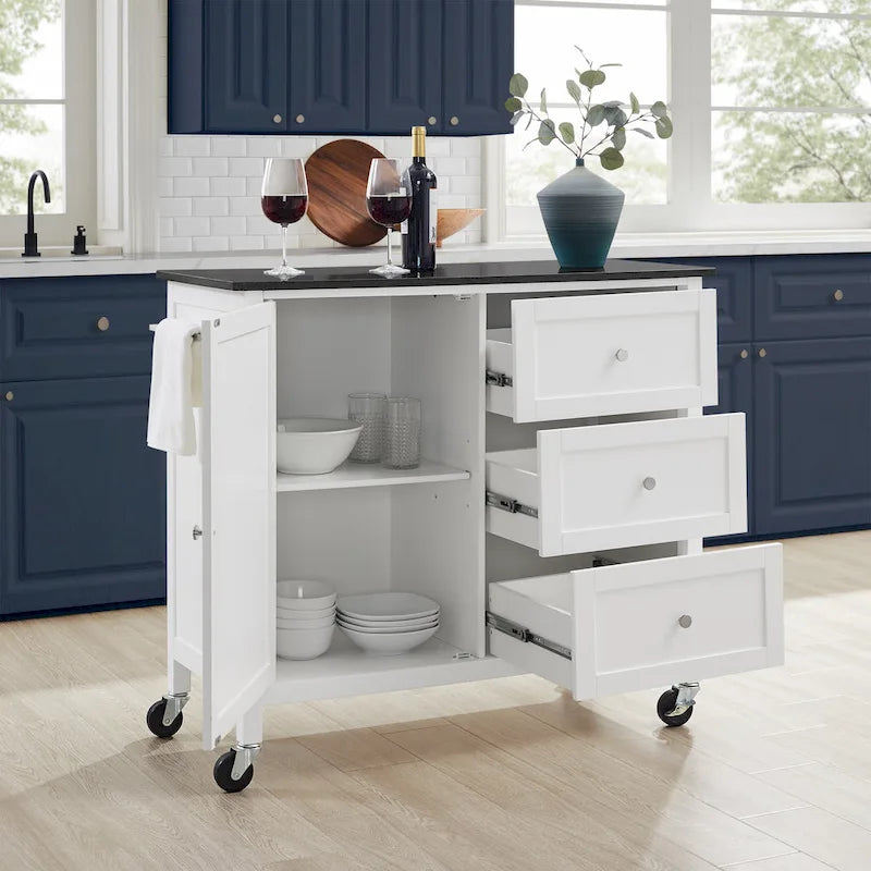 Isola/carrello da cucina con piano in granito Crosley Soren - 18,13 dx 42,13 lx 37,5 h