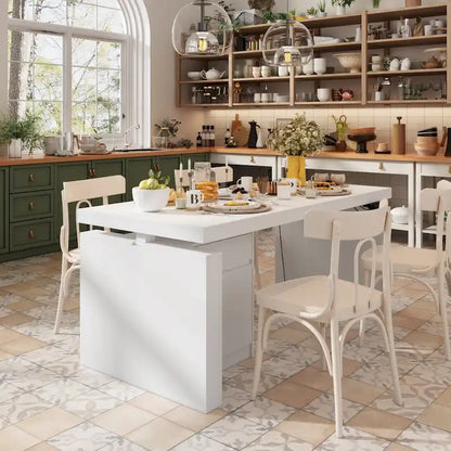 Tavolo da pranzo bianco regolabile da 70,9 W, scrivania moderna per ufficio