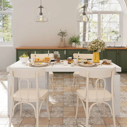 Tavolo da pranzo bianco regolabile da 70,9 W, scrivania moderna per ufficio