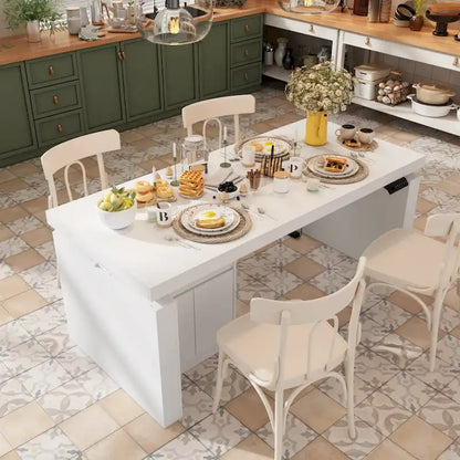 Tavolo da pranzo bianco regolabile da 70,9 W, scrivania moderna per ufficio