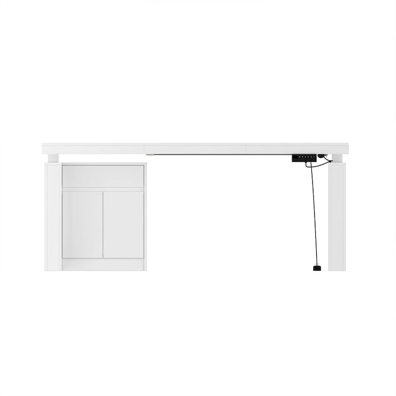 Tavolo da pranzo bianco regolabile da 70,9 W, scrivania moderna per ufficio