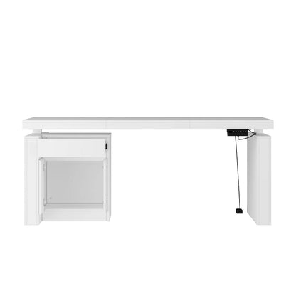 Tavolo da pranzo bianco regolabile da 70,9 W, scrivania moderna per ufficio
