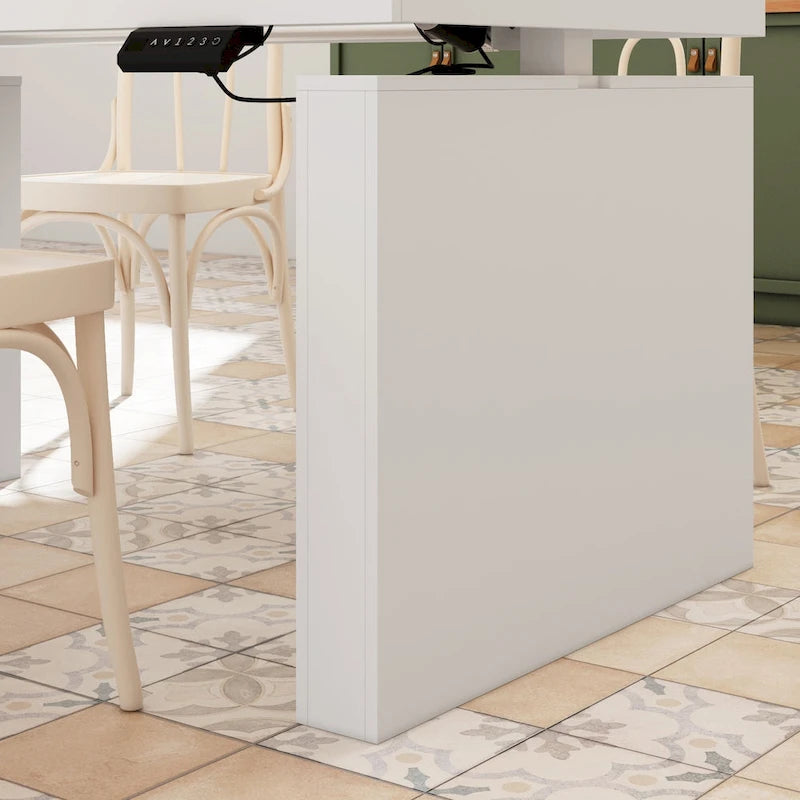 Tavolo da pranzo bianco regolabile da 70,9 W, scrivania moderna per ufficio