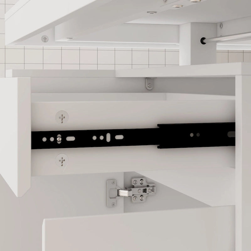 Tavolo da pranzo bianco regolabile da 70,9 W, scrivania moderna per ufficio