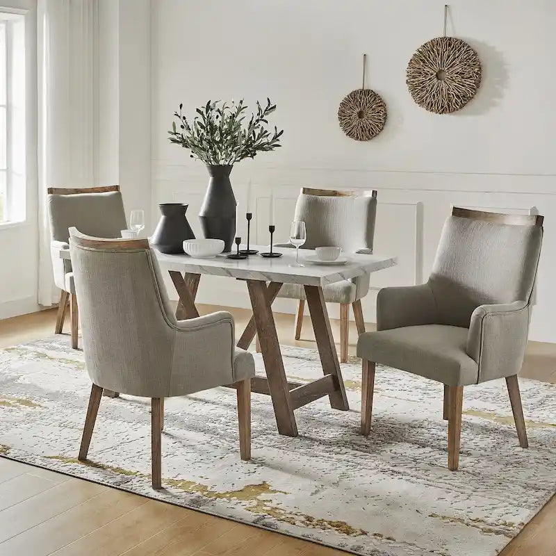 Set di 4 sedie da pranzo in legno massello imbottito Albert Farmhouse di HULALA HOME