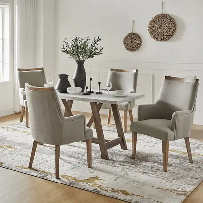 Set di 4 sedie da pranzo in legno massello imbottito Albert Farmhouse di HULALA HOME