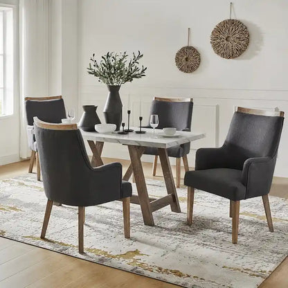 Set di 4 sedie da pranzo in legno massello imbottito Albert Farmhouse di HULALA HOME