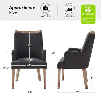 Set di 4 sedie da pranzo in legno massello imbottito Albert Farmhouse di HULALA HOME