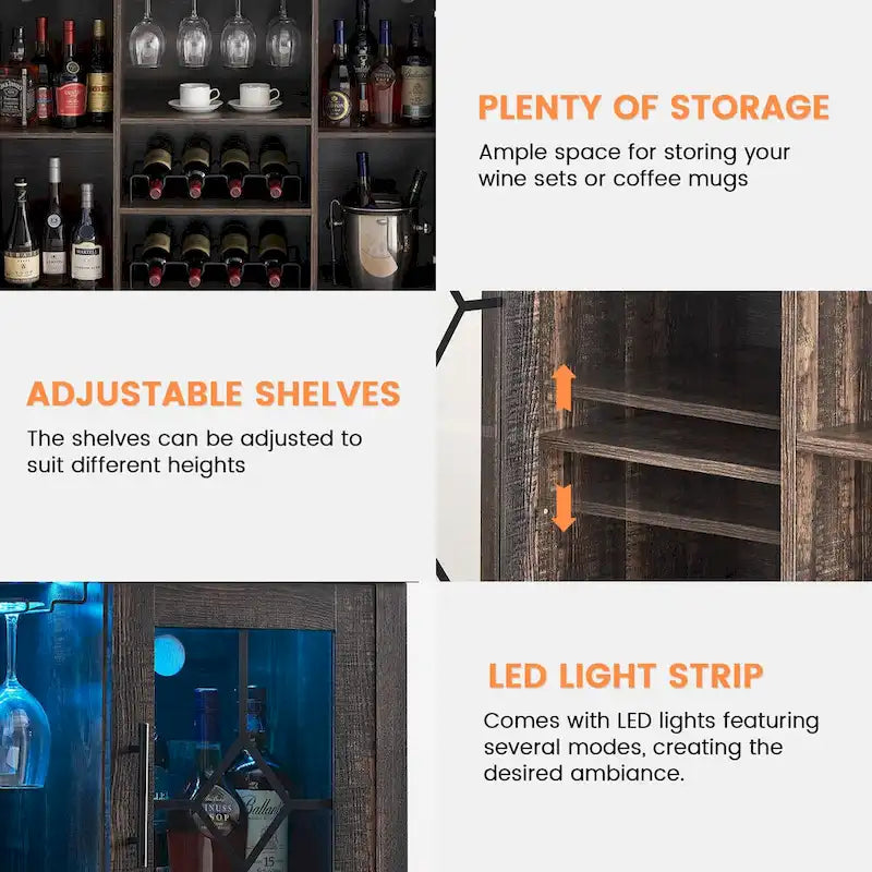 Mobile bar per vini con luce LED - 15,7 P x 47,2 L x 34,61 A