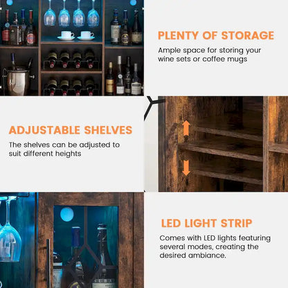 Mobile bar per vini con luce LED - 15,7 P x 47,2 L x 34,61 A