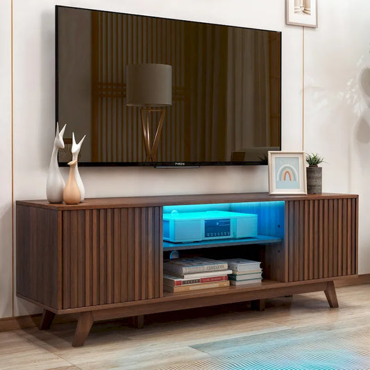Moasis 59   Mid-Century LED Lighting TV Stand Media Console Entertainment Center for TVs up to 65 Inch