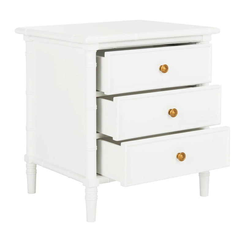 Comodino moderno in bambù blu navy a 3 cassetti Jasmyne di SAFAVIEH