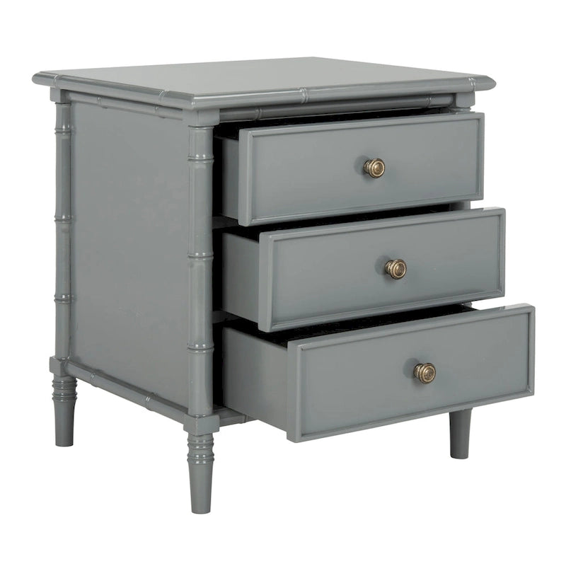 Comodino moderno in bambù blu navy a 3 cassetti Jasmyne di SAFAVIEH