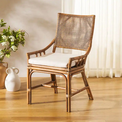 Sedia con cuscino in rattan SAFAVIEH Azrielle Coastal - 22 L x 24 L x 37 A - 22 L x 24 P x 37 A