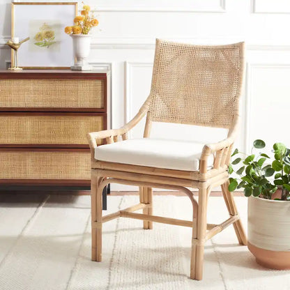 Sedia con cuscino in rattan SAFAVIEH Azrielle Coastal - 22 L x 24 L x 37 A - 22 L x 24 P x 37 A