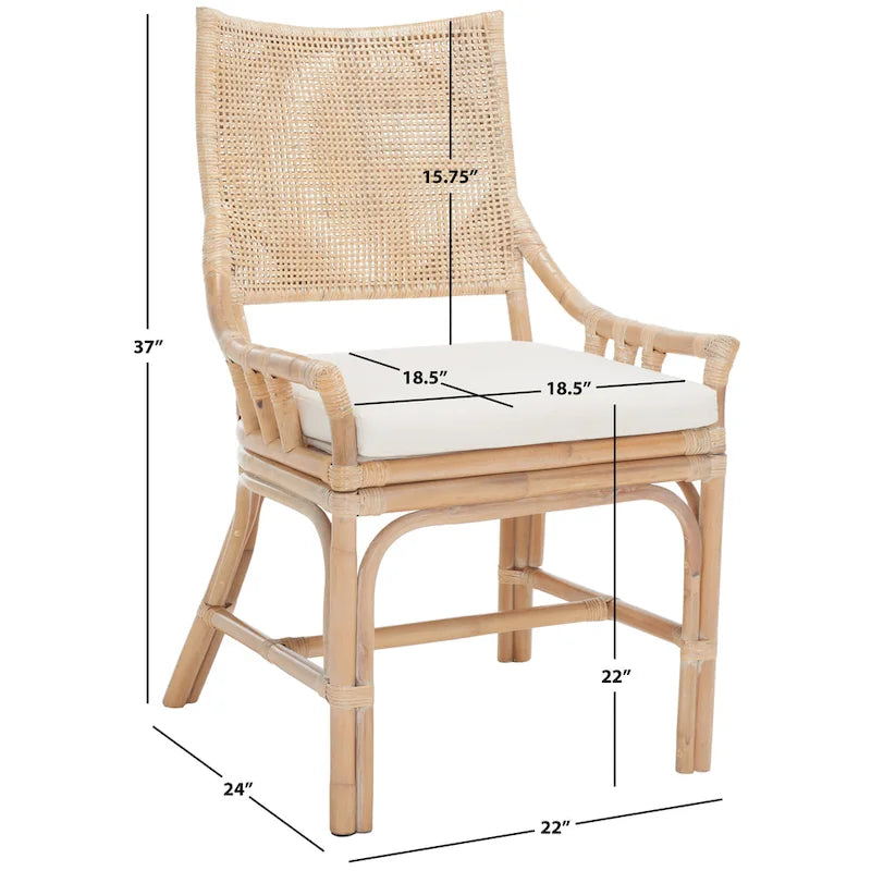 Sedia con cuscino in rattan SAFAVIEH Azrielle Coastal - 22 L x 24 L x 37 A - 22 L x 24 P x 37 A