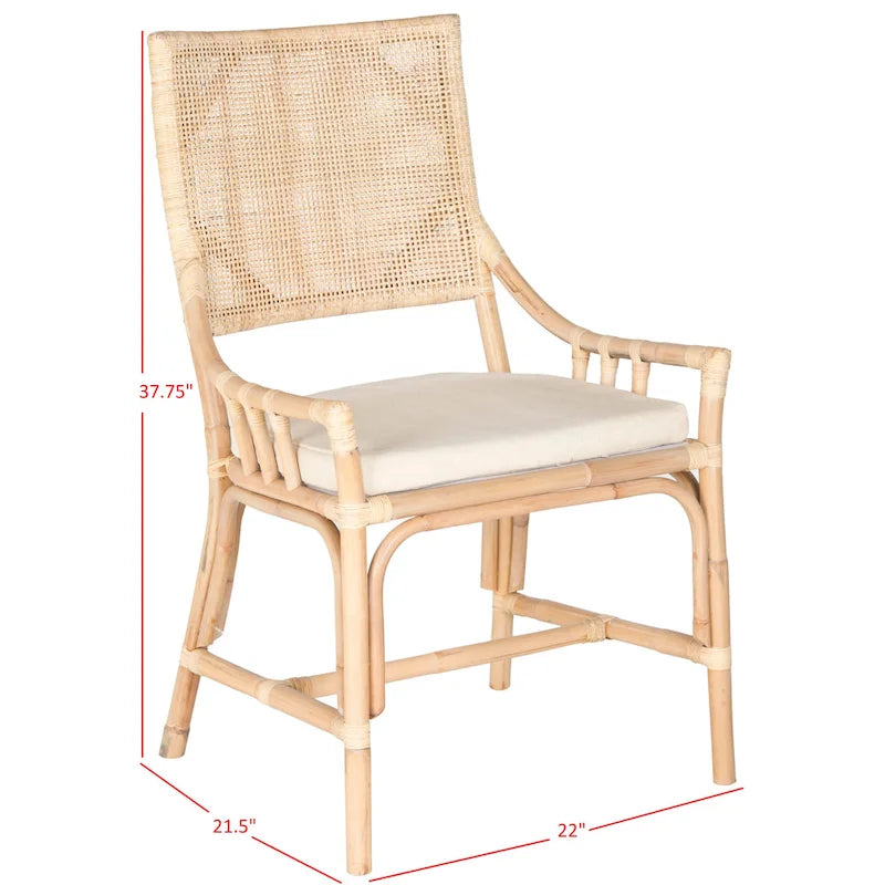 Sedia con cuscino in rattan SAFAVIEH Azrielle Coastal - 22 L x 24 L x 37 A - 22 L x 24 P x 37 A