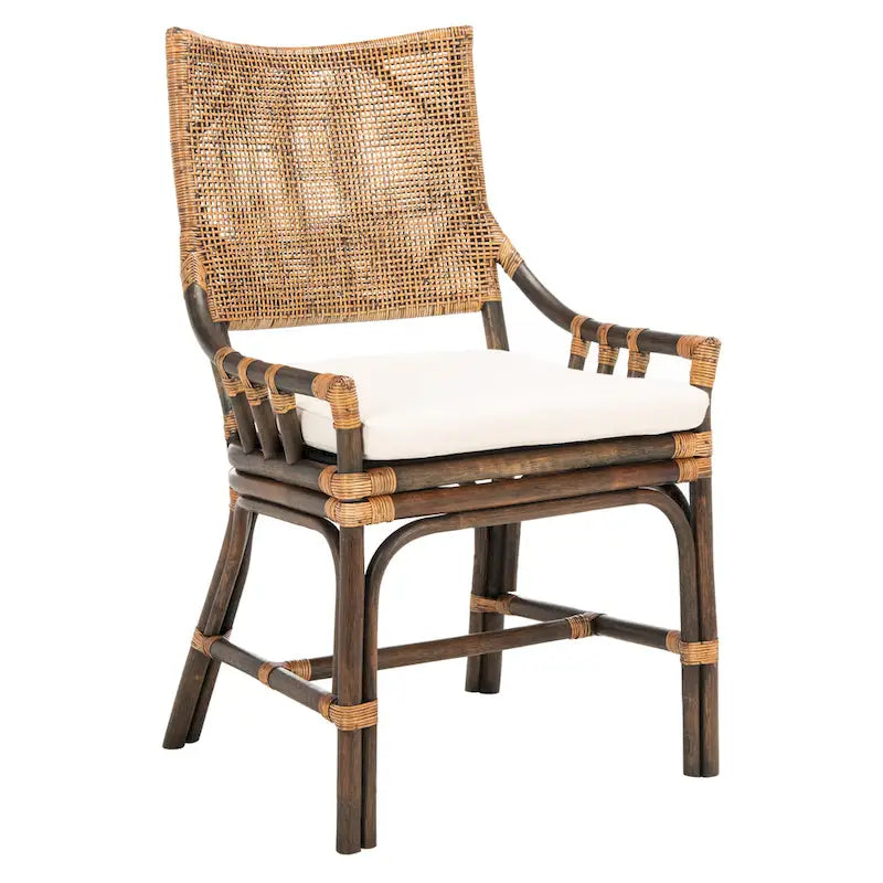 Sedia con cuscino in rattan SAFAVIEH Azrielle Coastal - 22 L x 24 L x 37 A - 22 L x 24 P x 37 A