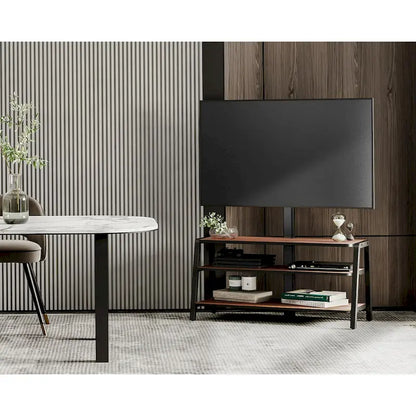 FITUEYES Supporto TV da pavimento a 3 livelli con supporto per TV da 37-70 pollici, noce