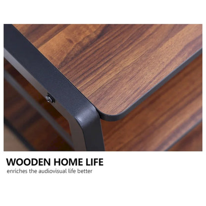 FITUEYES Supporto TV da pavimento a 3 livelli con supporto per TV da 37-70 pollici, noce