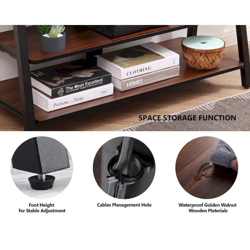 FITUEYES Supporto TV da pavimento a 3 livelli con supporto per TV da 37-70 pollici, noce