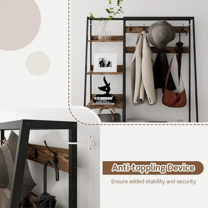 Appendiabiti da ingresso indipendente 6 in 1 Gymax con panca e tessuto