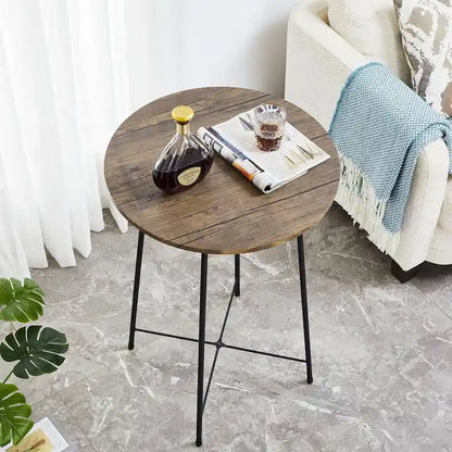 Taomika, tavolo da pranzo rotondo da bistrot e pub - Marrone/Nero/Caffè/Colore acero - Quattro colori