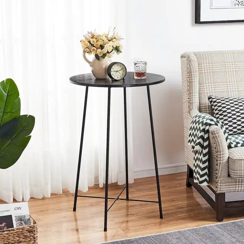 Taomika, tavolo da pranzo rotondo da bistrot e pub - Marrone/Nero/Caffè/Colore acero - Quattro colori