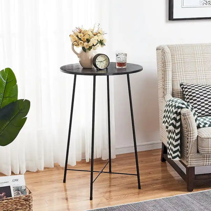 Taomika, tavolo da pranzo rotondo da bistrot e pub - Marrone/Nero/Caffè/Colore acero - Quattro colori