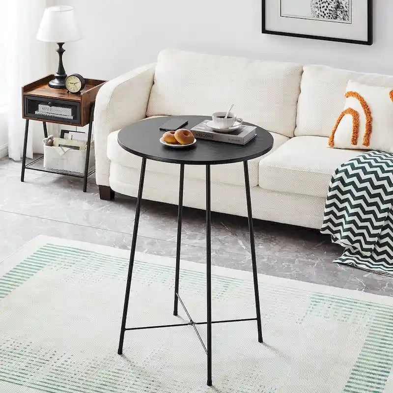 Taomika, tavolo da pranzo rotondo da bistrot e pub - Marrone/Nero/Caffè/Colore acero - Quattro colori