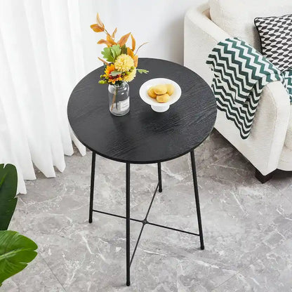 Taomika, tavolo da pranzo rotondo da bistrot e pub - Marrone/Nero/Caffè/Colore acero - Quattro colori