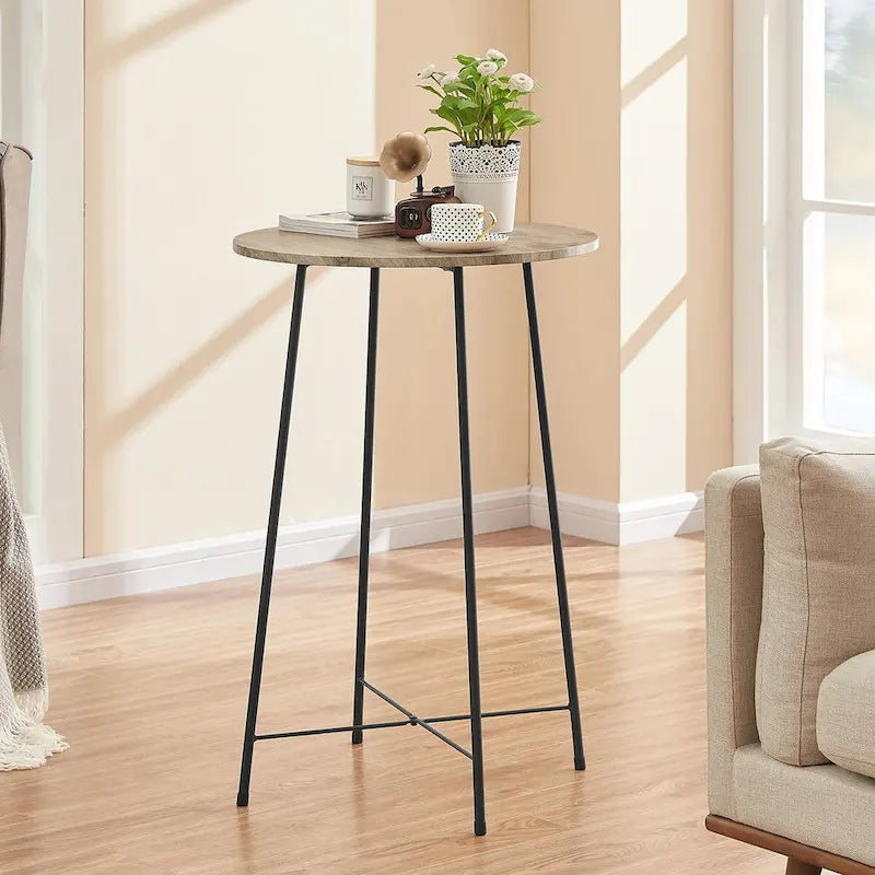 Taomika, tavolo da pranzo rotondo da bistrot e pub - Marrone/Nero/Caffè/Colore acero - Quattro colori