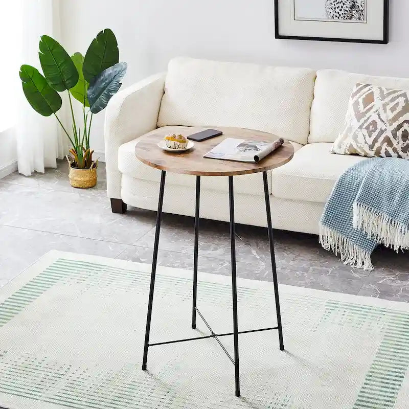 Taomika, tavolo da pranzo rotondo da bistrot e pub - Marrone/Nero/Caffè/Colore acero - Quattro colori