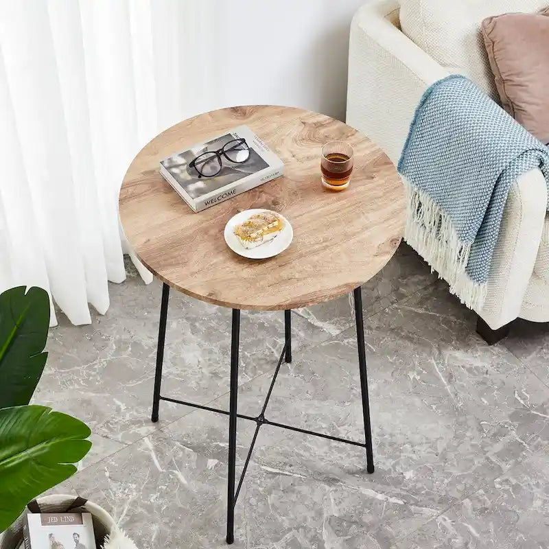 Taomika, tavolo da pranzo rotondo da bistrot e pub - Marrone/Nero/Caffè/Colore acero - Quattro colori