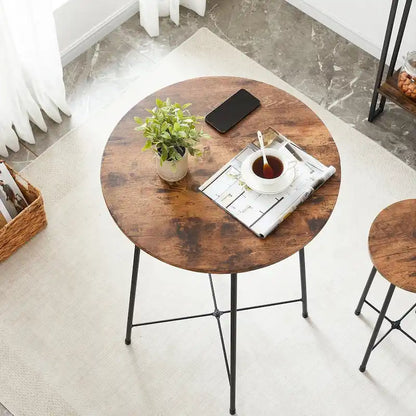 Taomika, tavolo da pranzo rotondo da bistrot e pub - Marrone/Nero/Caffè/Colore acero - Quattro colori