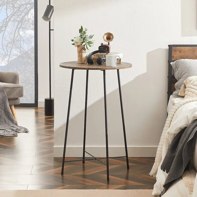 Taomika, tavolo da pranzo rotondo da bistrot e pub - Marrone/Nero/Caffè/Colore acero - Quattro colori