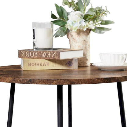 Taomika, tavolo da pranzo rotondo da bistrot e pub - Marrone/Nero/Caffè/Colore acero - Quattro colori