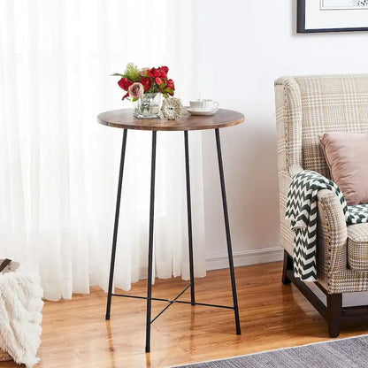 Taomika, tavolo da pranzo rotondo da bistrot e pub - Marrone/Nero/Caffè/Colore acero - Quattro colori