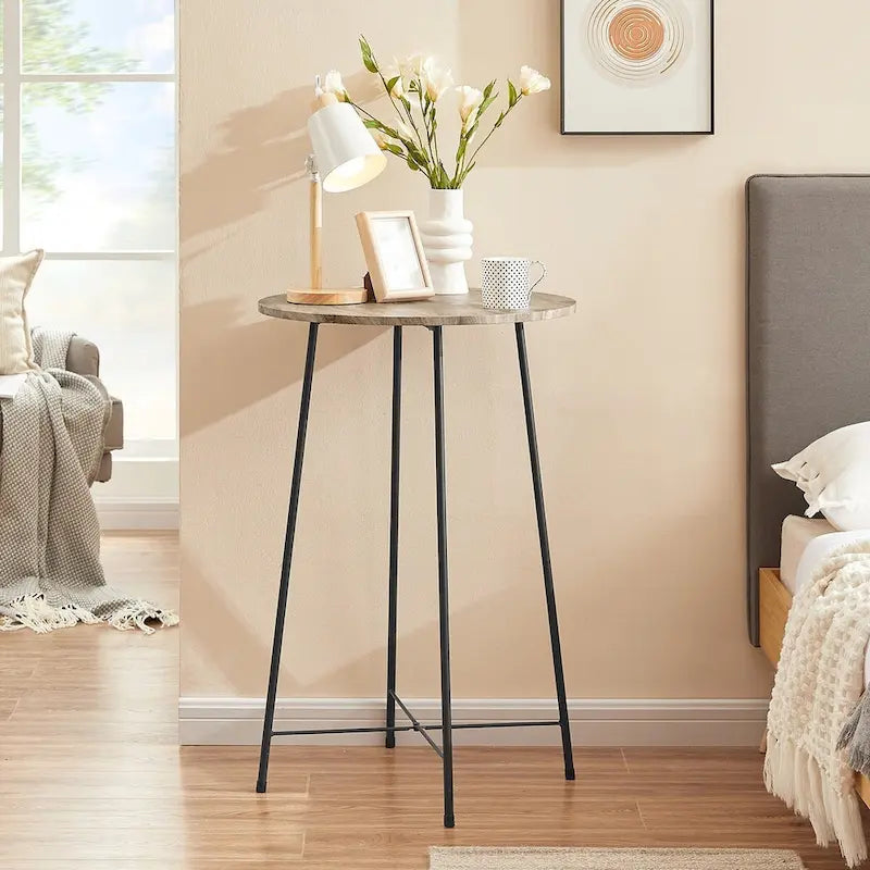 Taomika, tavolo da pranzo rotondo da bistrot e pub - Marrone/Nero/Caffè/Colore acero - Quattro colori