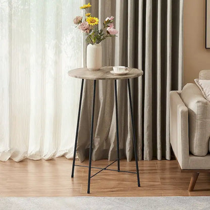 Taomika, tavolo da pranzo rotondo da bistrot e pub - Marrone/Nero/Caffè/Colore acero - Quattro colori