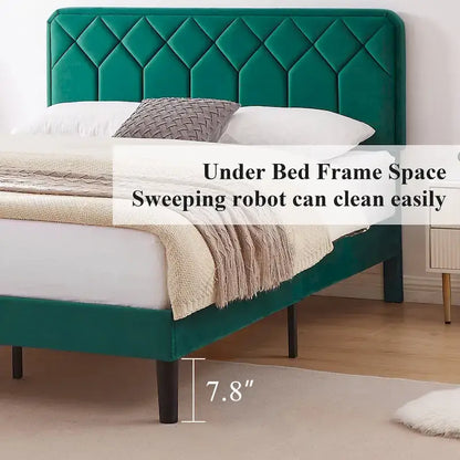 Struttura letto imbottita VECELO con testiera regolabile in altezza, letti singoli/matrimoniali/queen size, verde scuro