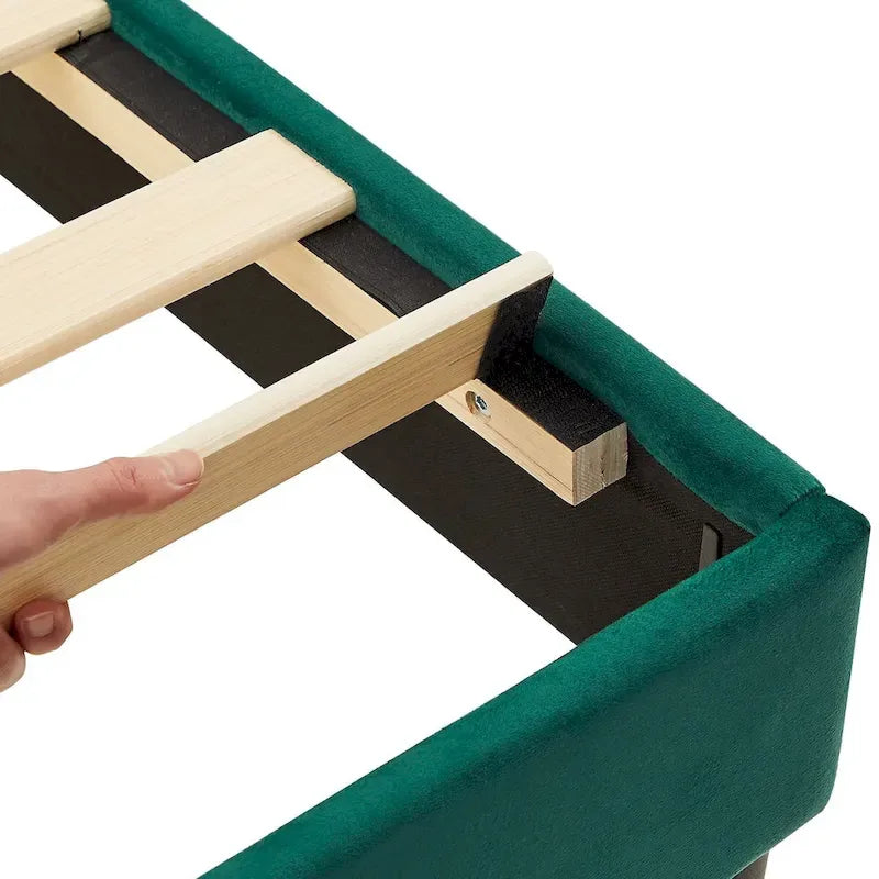 Struttura letto imbottita VECELO con testiera regolabile in altezza, letti singoli/matrimoniali/queen size, verde scuro