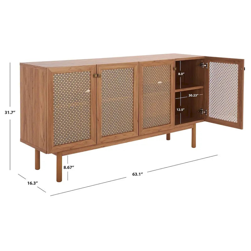 Mobile porta TV SAFAVIEH Micaela da 63 pollici con 4 ante - 63,1 L x 16,3 P x 31,7 A - 63 L x 16 P x 32 A